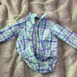 Plaid Baby Onesie in Blue and Green